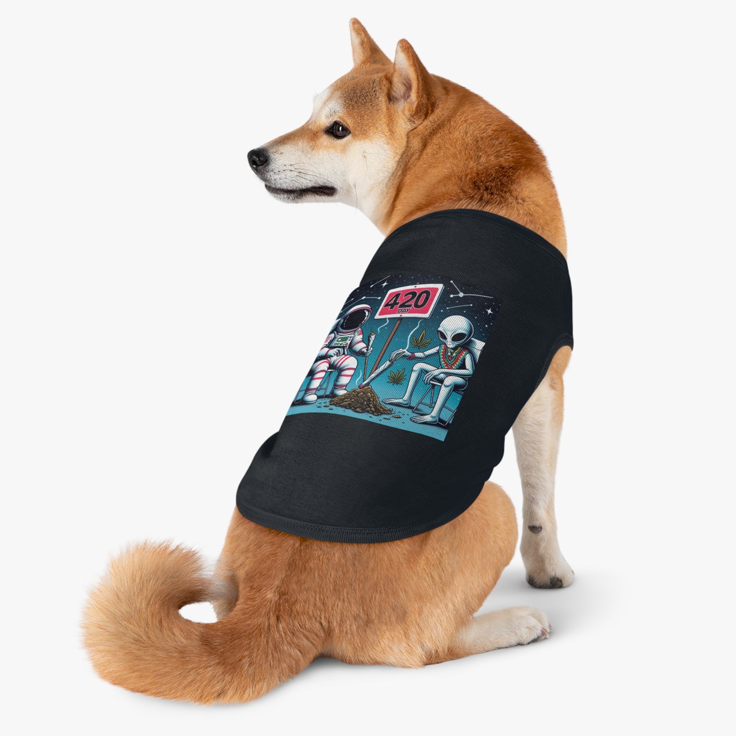 Astronaut & Alien 420 Day Pet Tank Top - Fun Floral Design for Pet Lovers