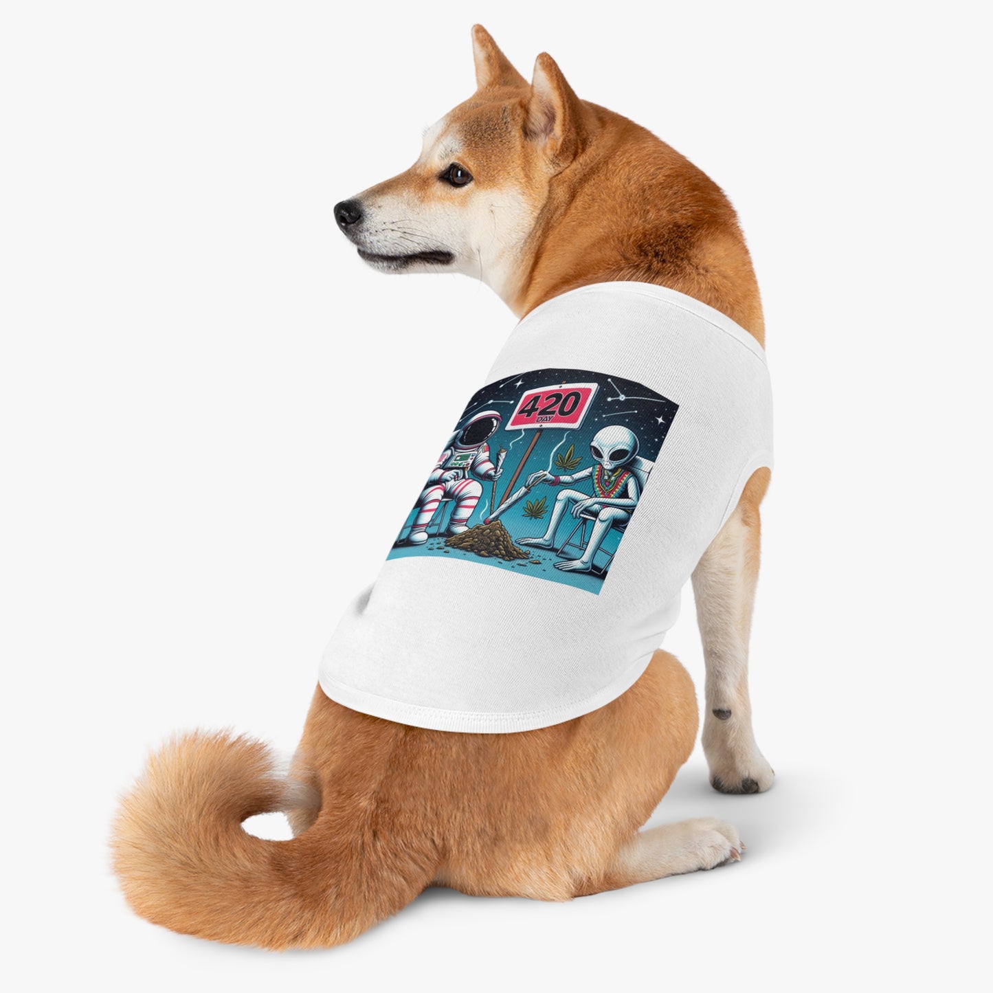 Astronaut & Alien 420 Day Pet Tank Top - Fun Floral Design for Pet Lovers