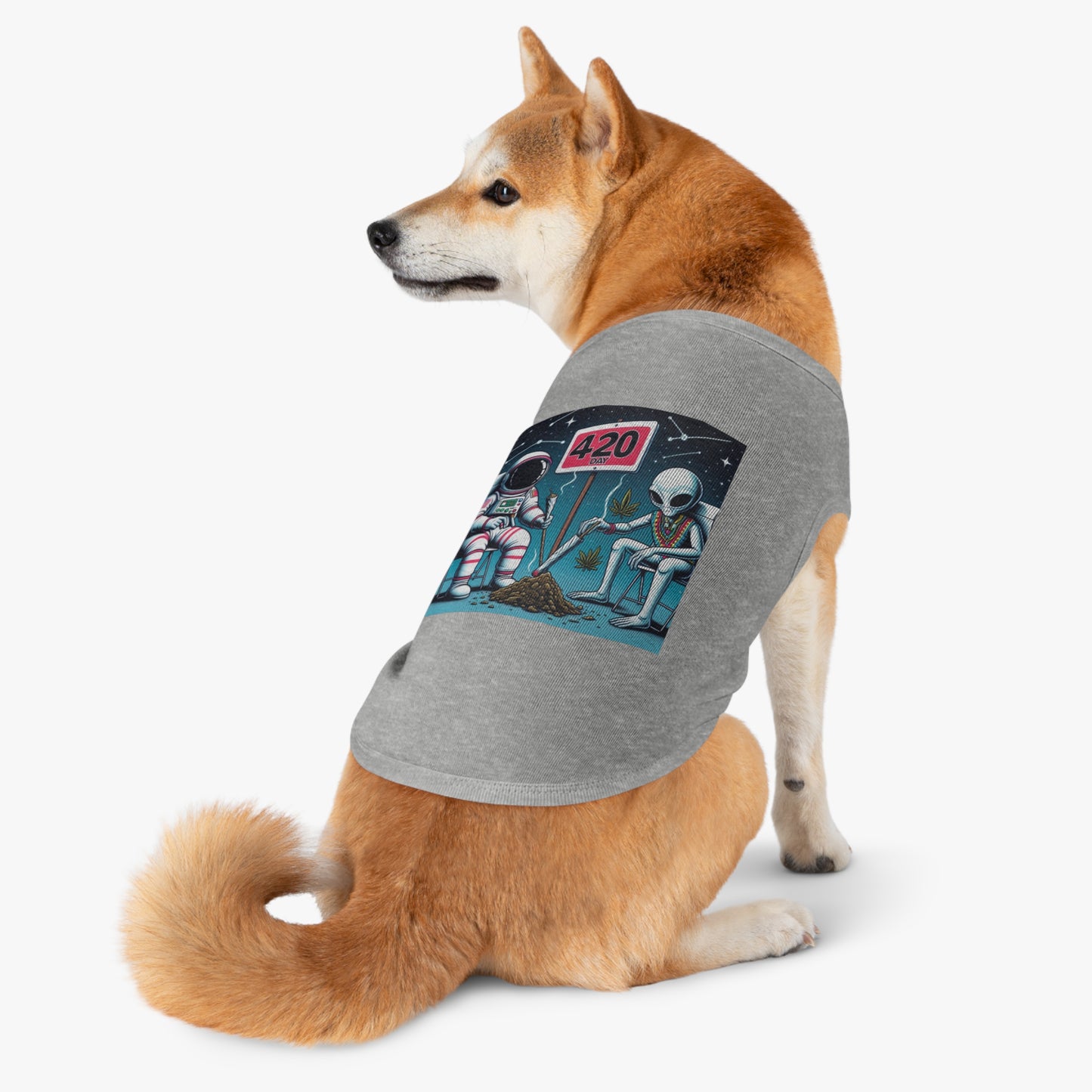 Astronaut & Alien 420 Day Pet Tank Top - Fun Floral Design for Pet Lovers