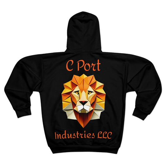 C Port Industries LLC Lion Head Unisex Zip Hoodie (AOP)