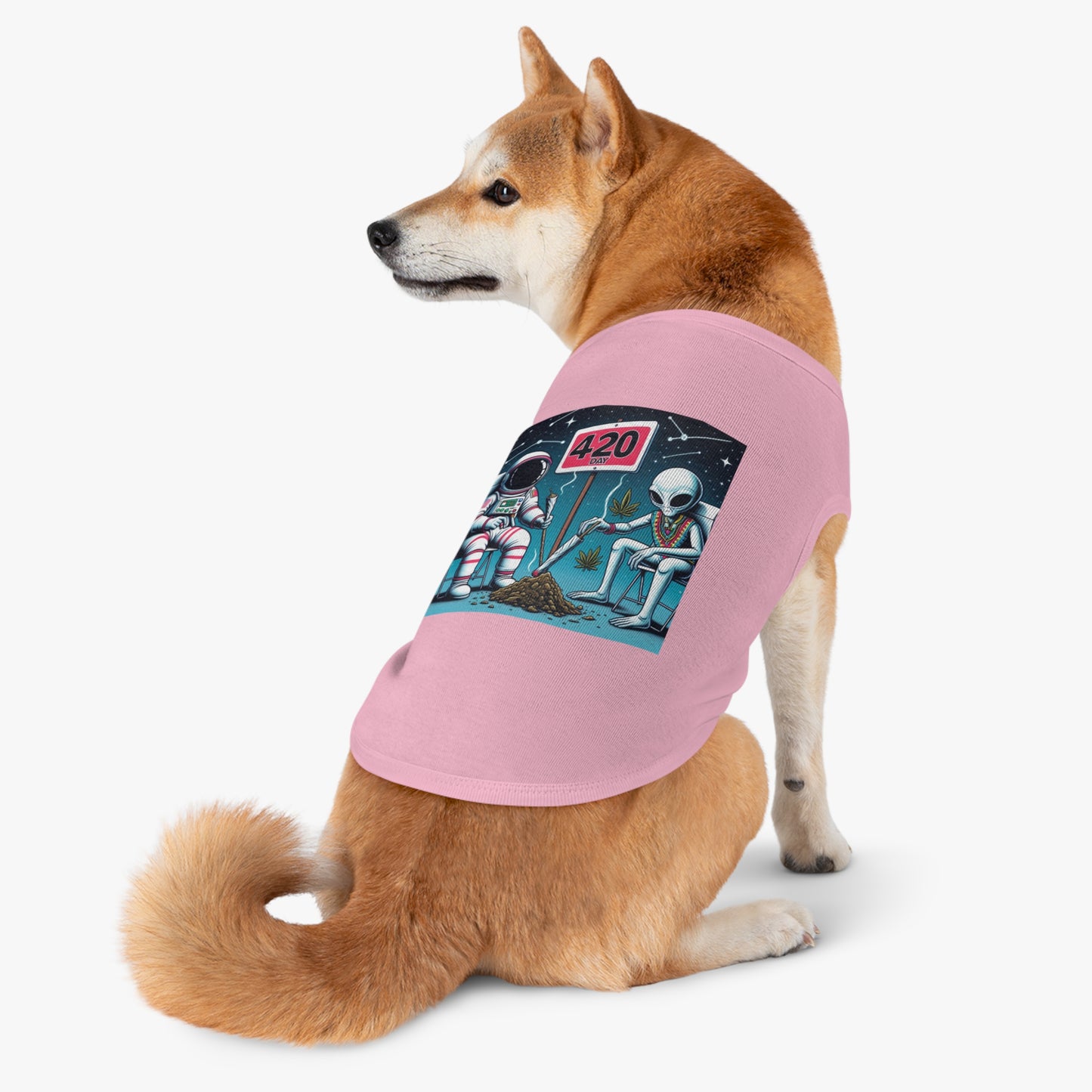 Astronaut & Alien 420 Day Pet Tank Top - Fun Floral Design for Pet Lovers