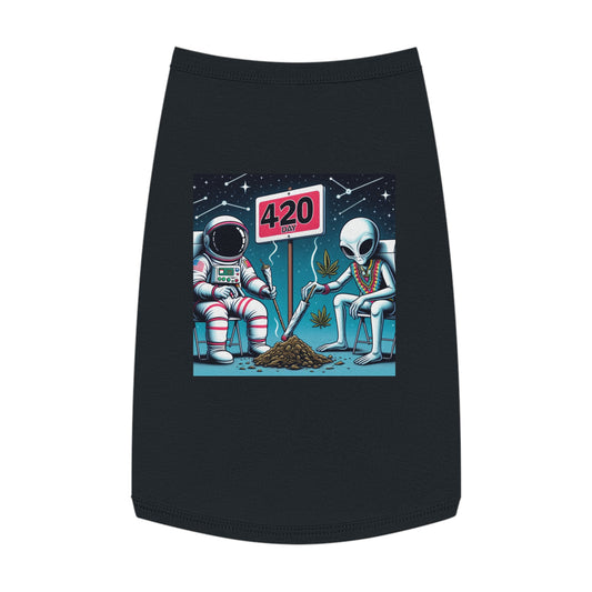 Astronaut & Alien 420 Day Pet Tank Top - Fun Floral Design for Pet Lovers