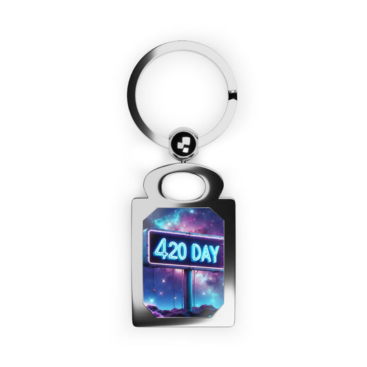 420 Day Rectangle Photo Keyring - Cosmic Vibes Keychain