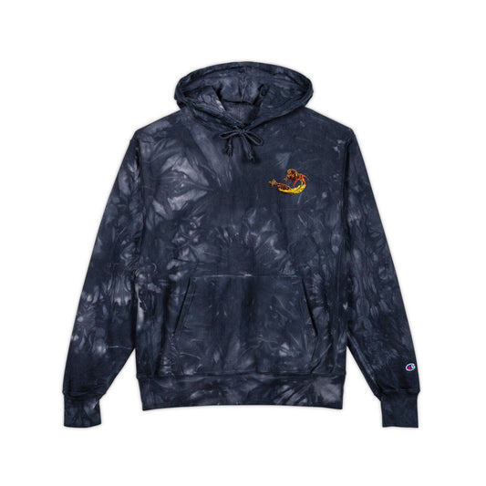 C Port Industries Unisex Champion Tie-Dye Hoodie with Vibrant Embroidery