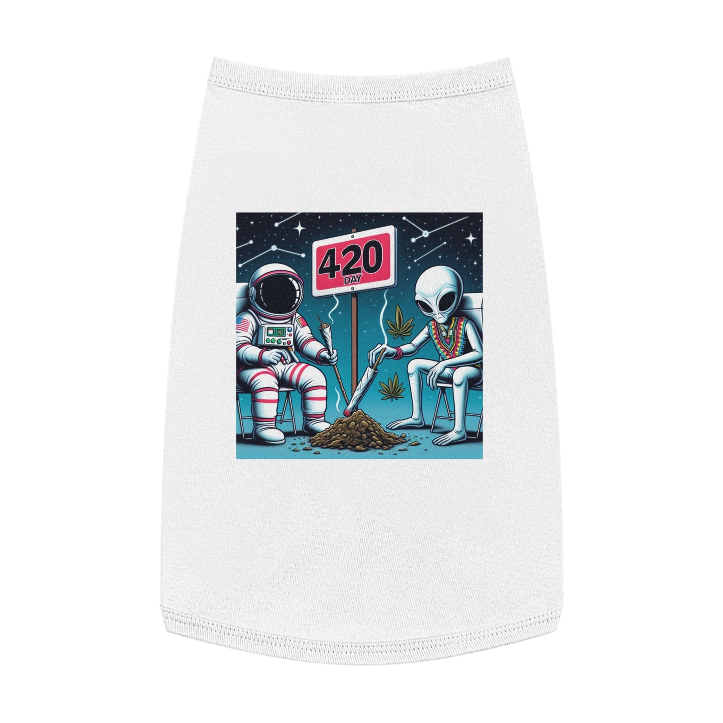 Astronaut & Alien 420 Day Pet Tank Top - Fun Floral Design for Pet Lovers