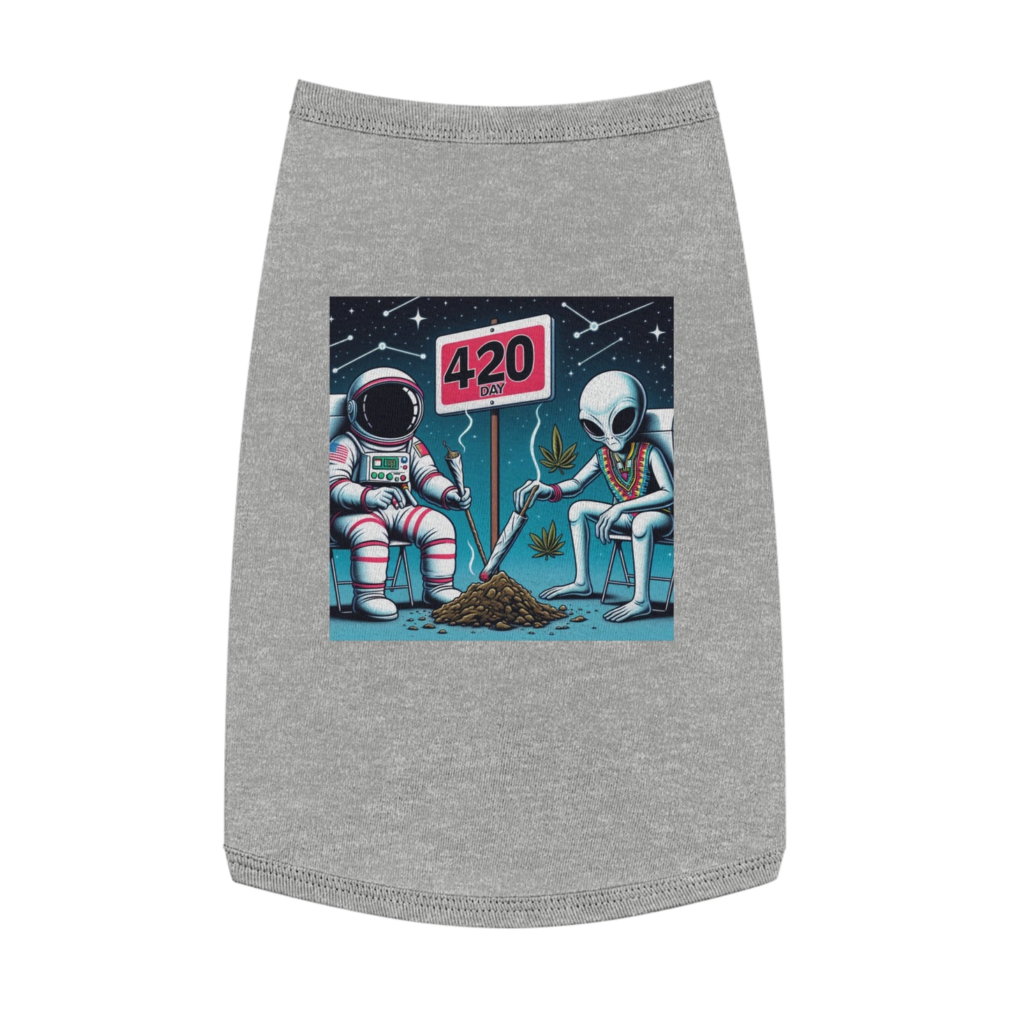 Astronaut & Alien 420 Day Pet Tank Top - Fun Floral Design for Pet Lovers