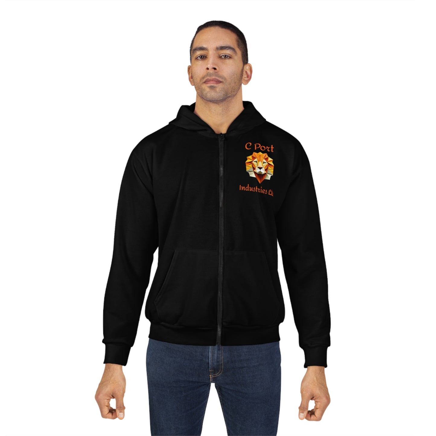 C Port Industries LLC Lion Head Unisex Zip Hoodie (AOP)