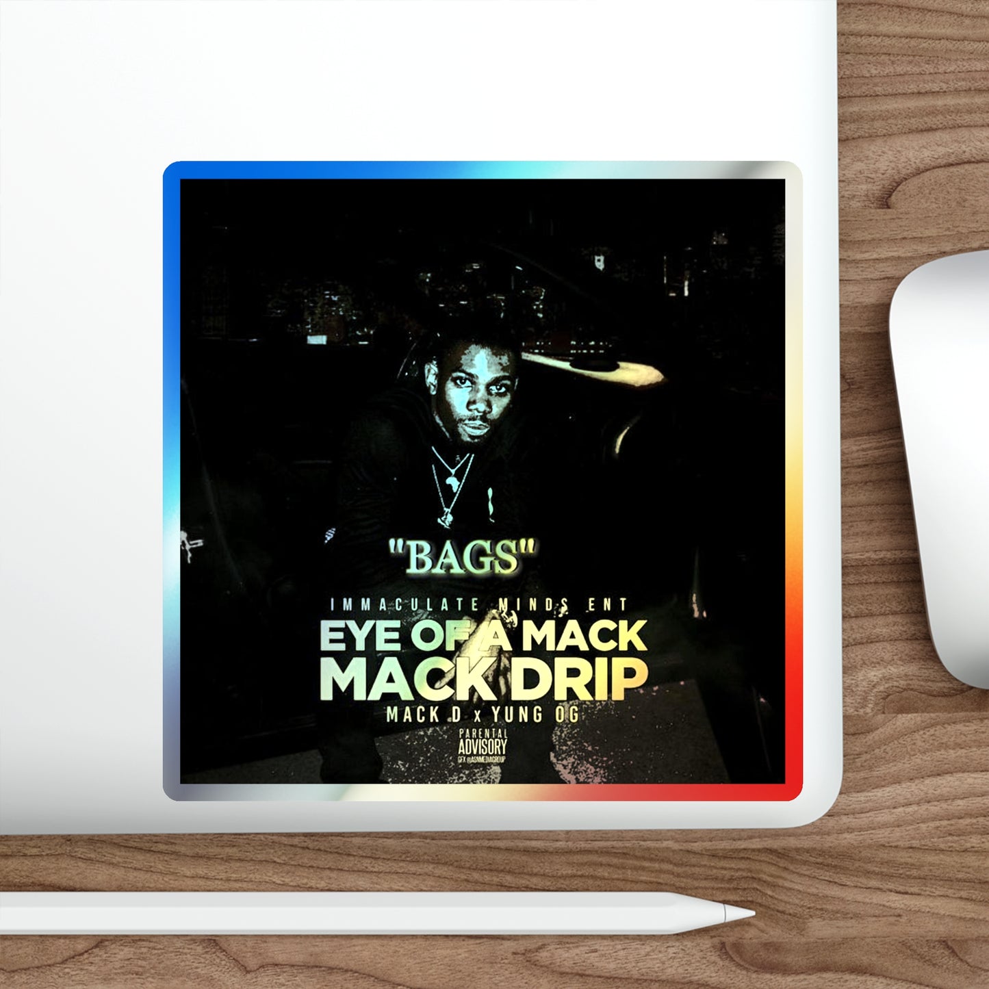 Mack D Bags Holographic Die-cut Stickers