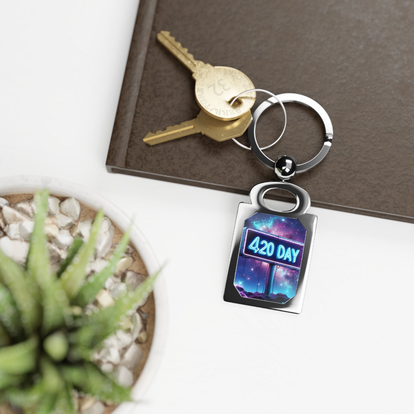 420 Day Rectangle Photo Keyring - Cosmic Vibes Keychain