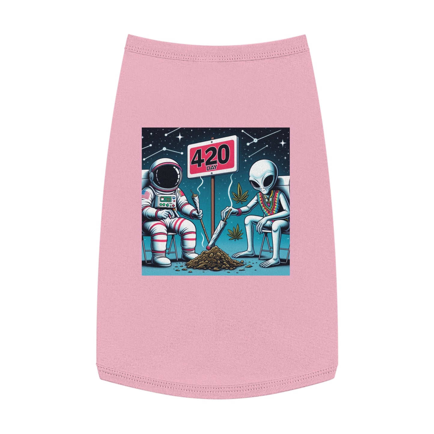 Astronaut & Alien 420 Day Pet Tank Top - Fun Floral Design for Pet Lovers