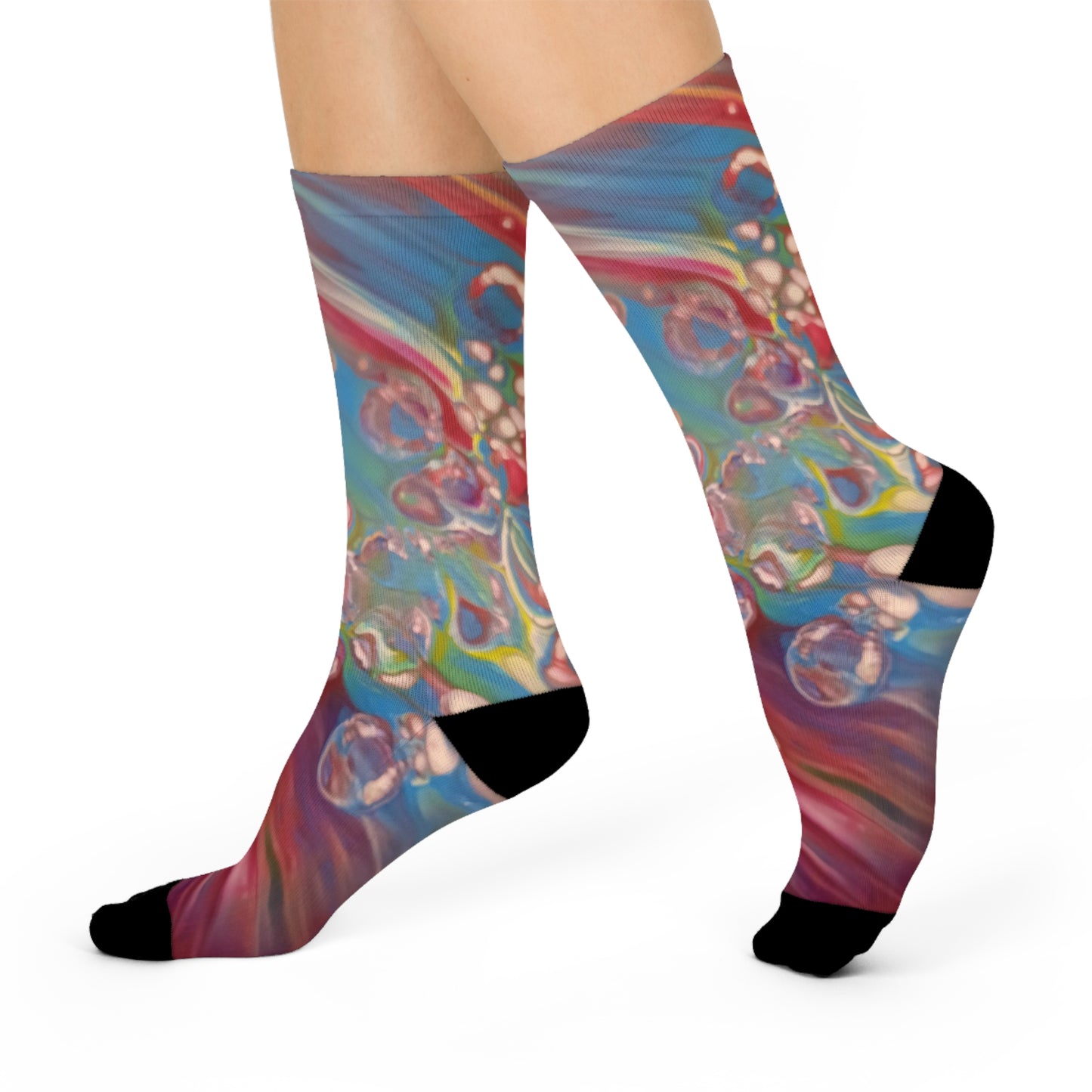 C Port Industries Acrylic Flow Bubble Paint Cushioned Crew Socks