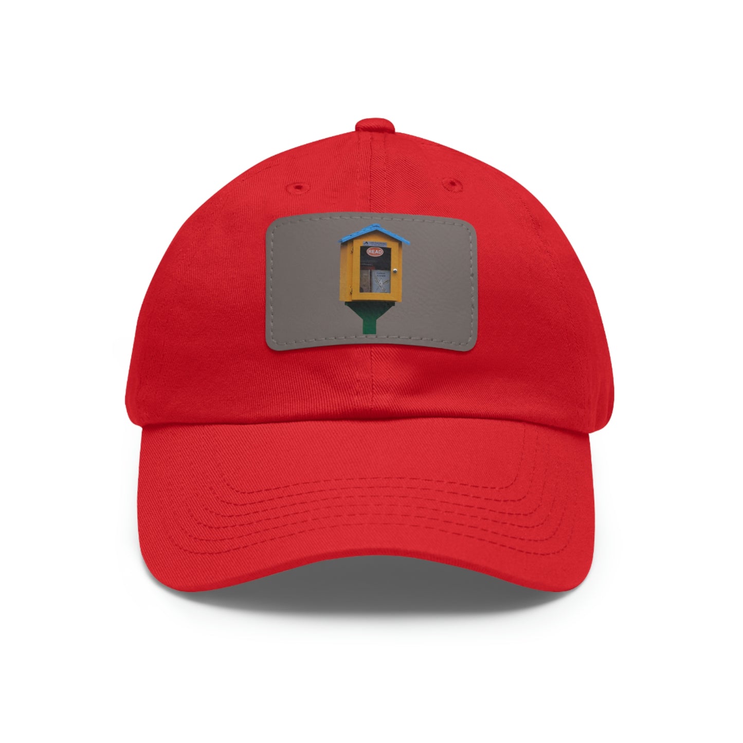 Book house Dad Hat with Leather Patch (Rectangle)