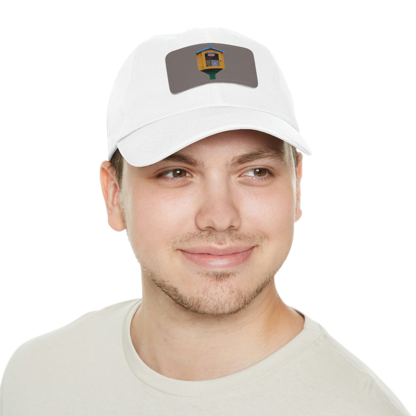 Book house Dad Hat with Leather Patch (Rectangle)