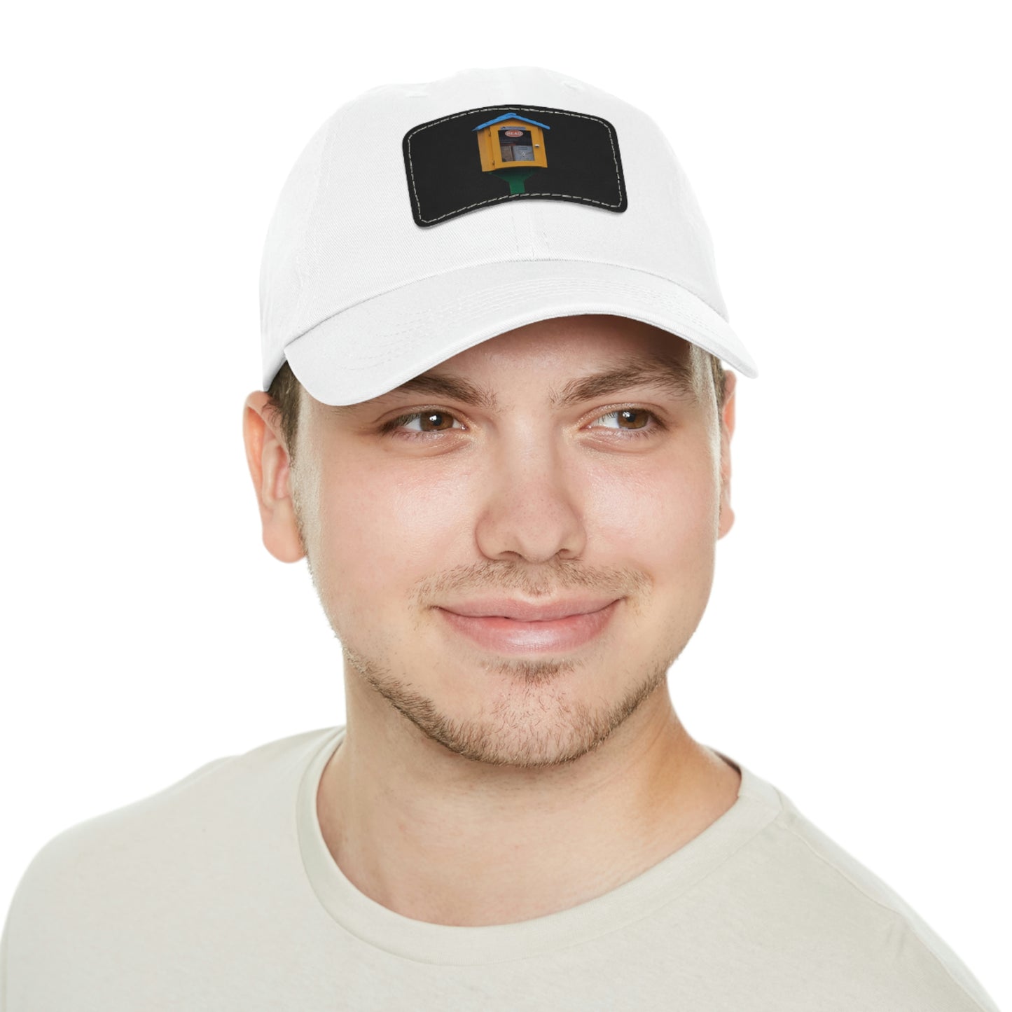 Book house Dad Hat with Leather Patch (Rectangle)