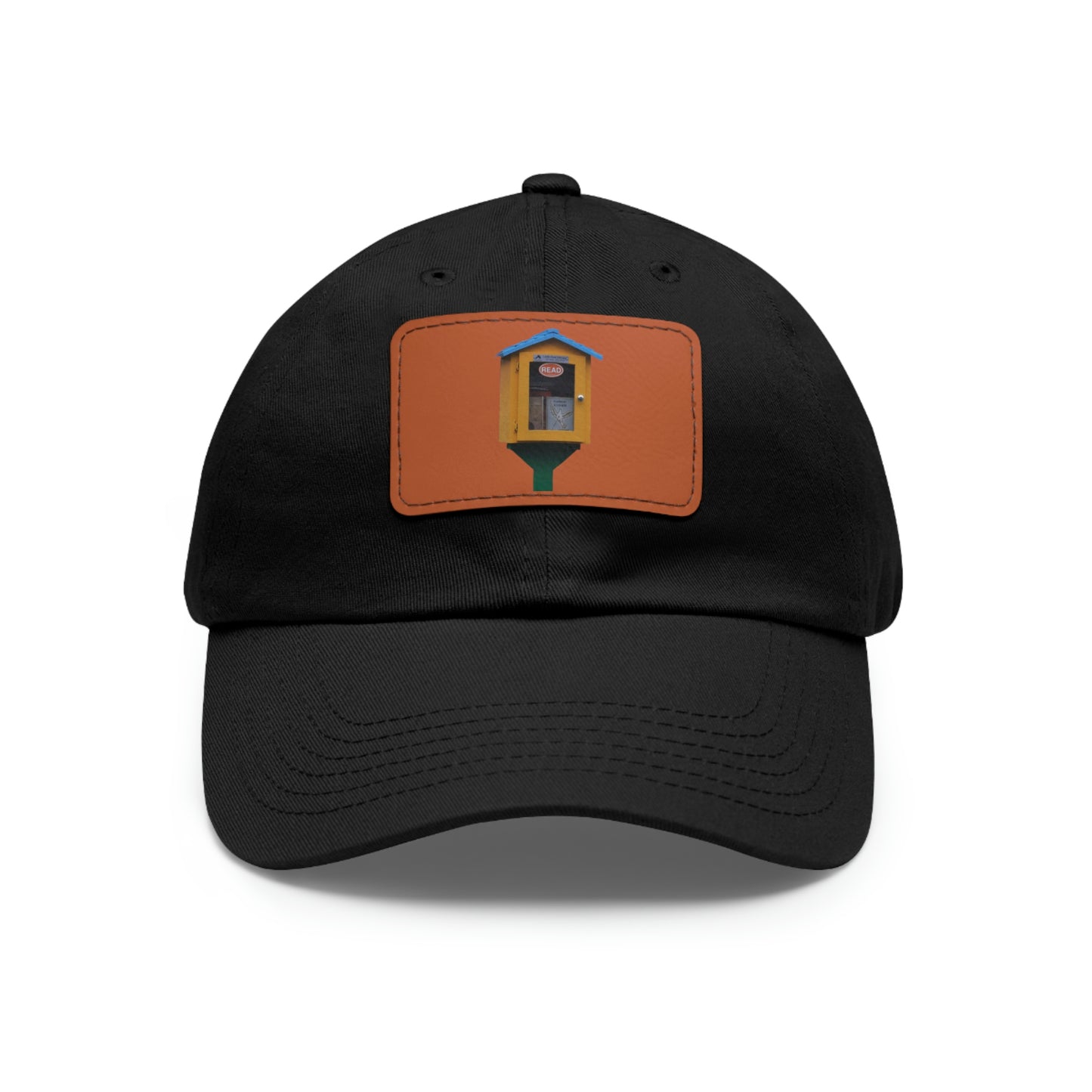 Book house Dad Hat with Leather Patch (Rectangle)