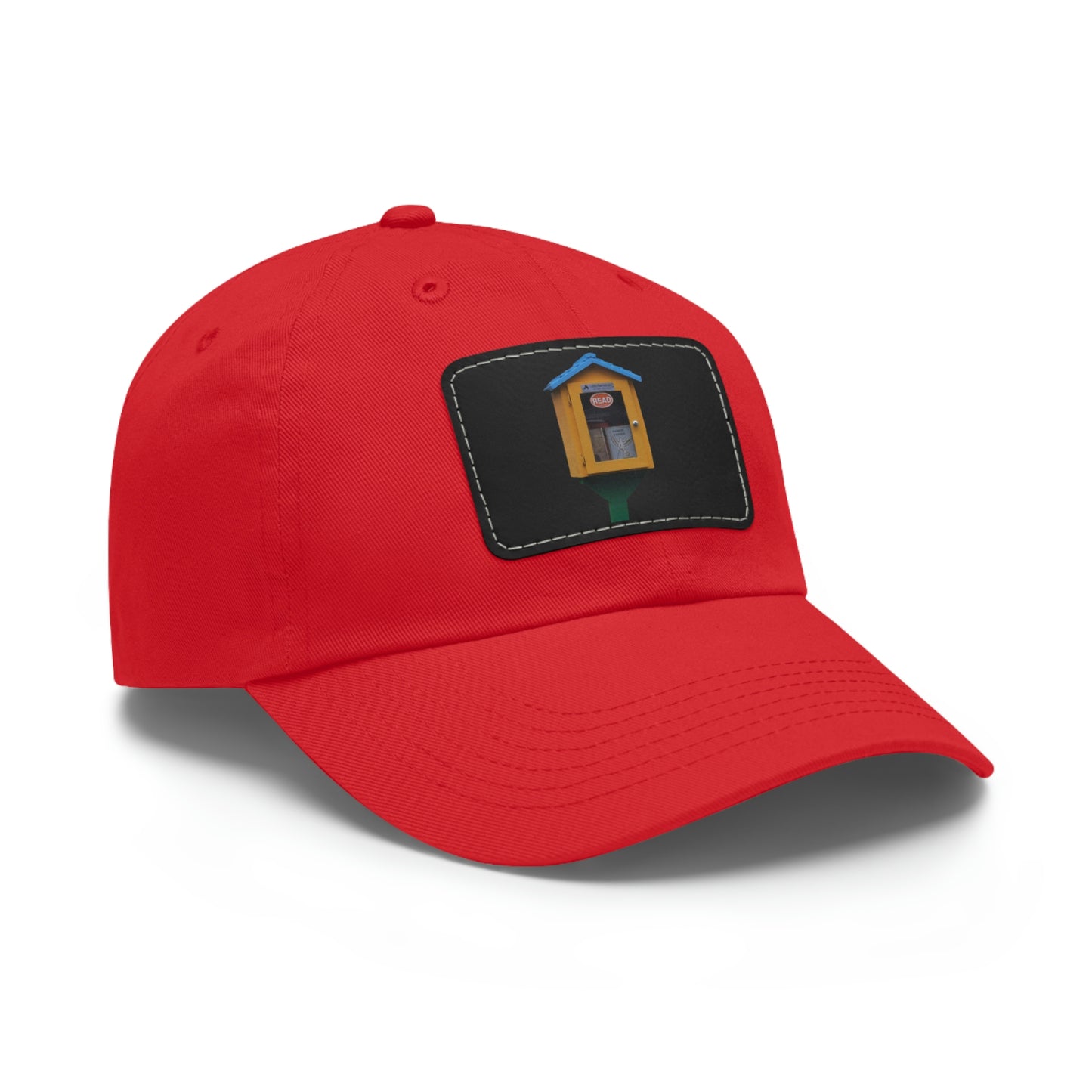 Book house Dad Hat with Leather Patch (Rectangle)