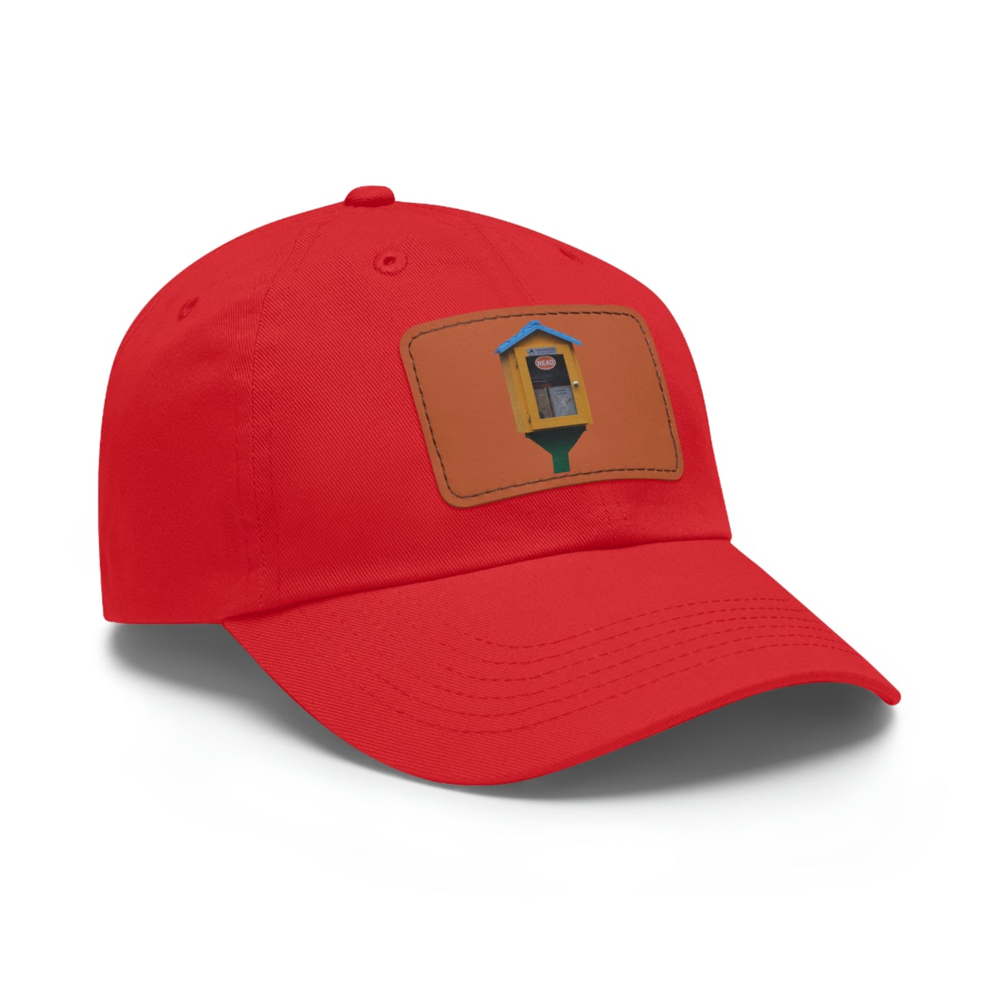 Book house Dad Hat with Leather Patch (Rectangle)