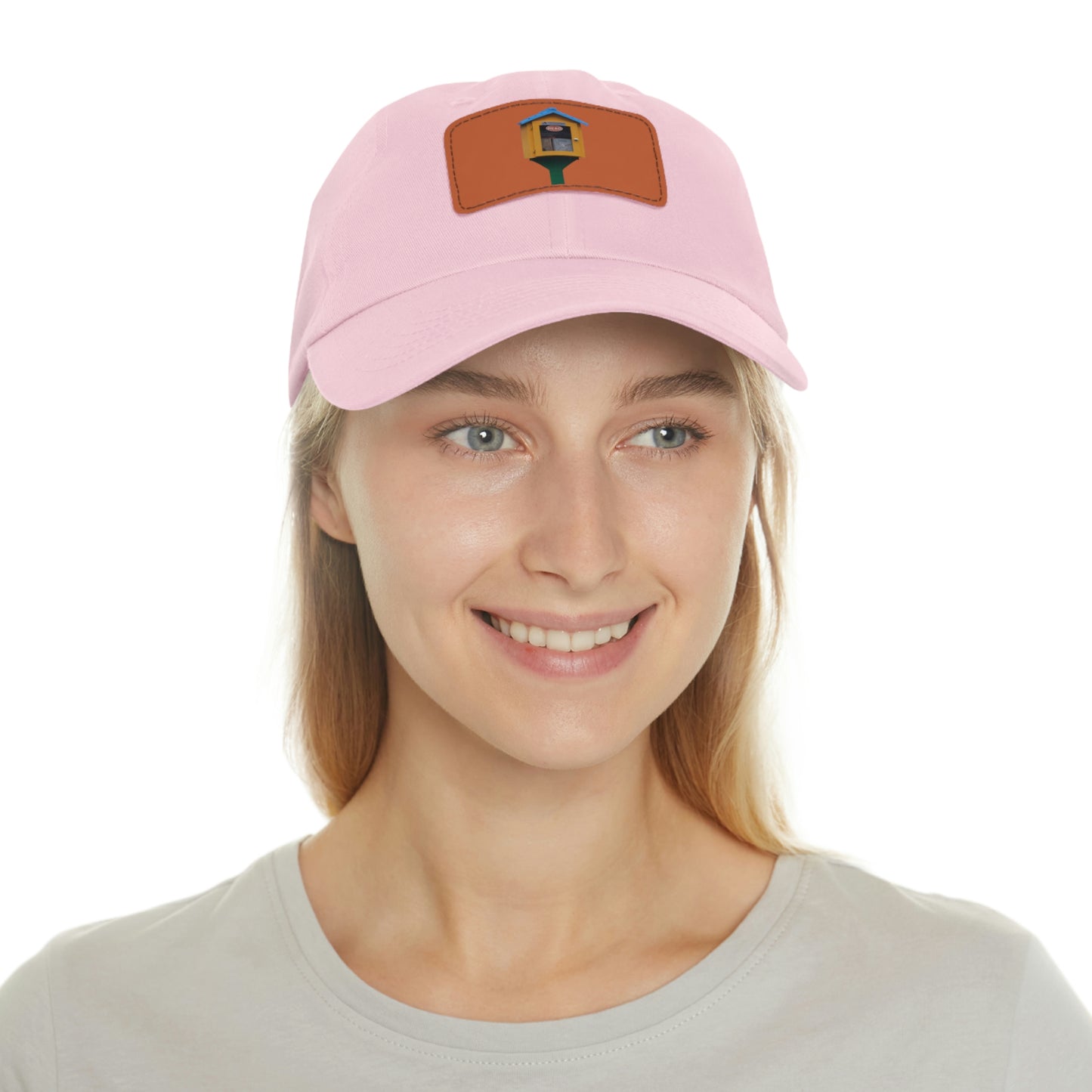 Book house Dad Hat with Leather Patch (Rectangle)