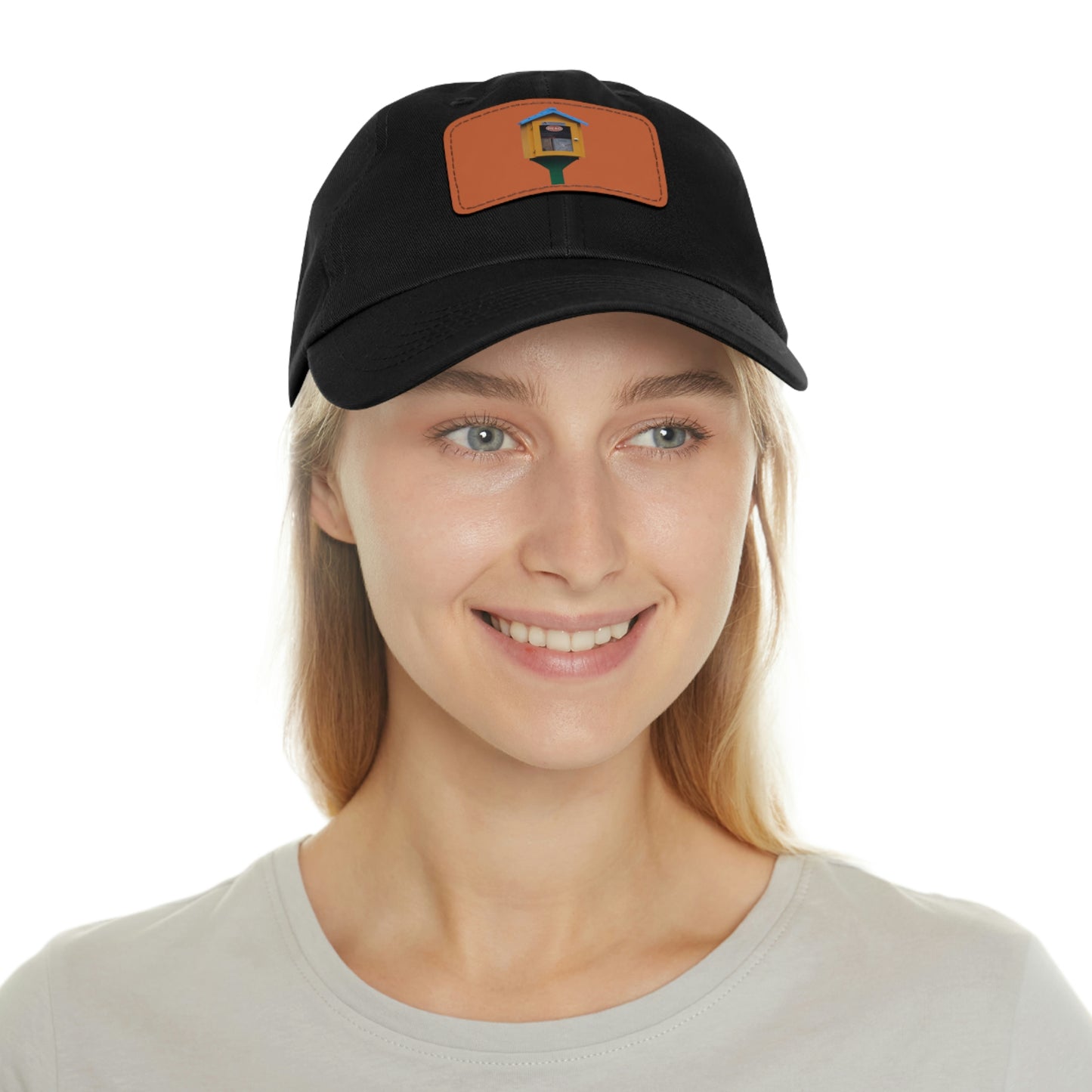 Book house Dad Hat with Leather Patch (Rectangle)