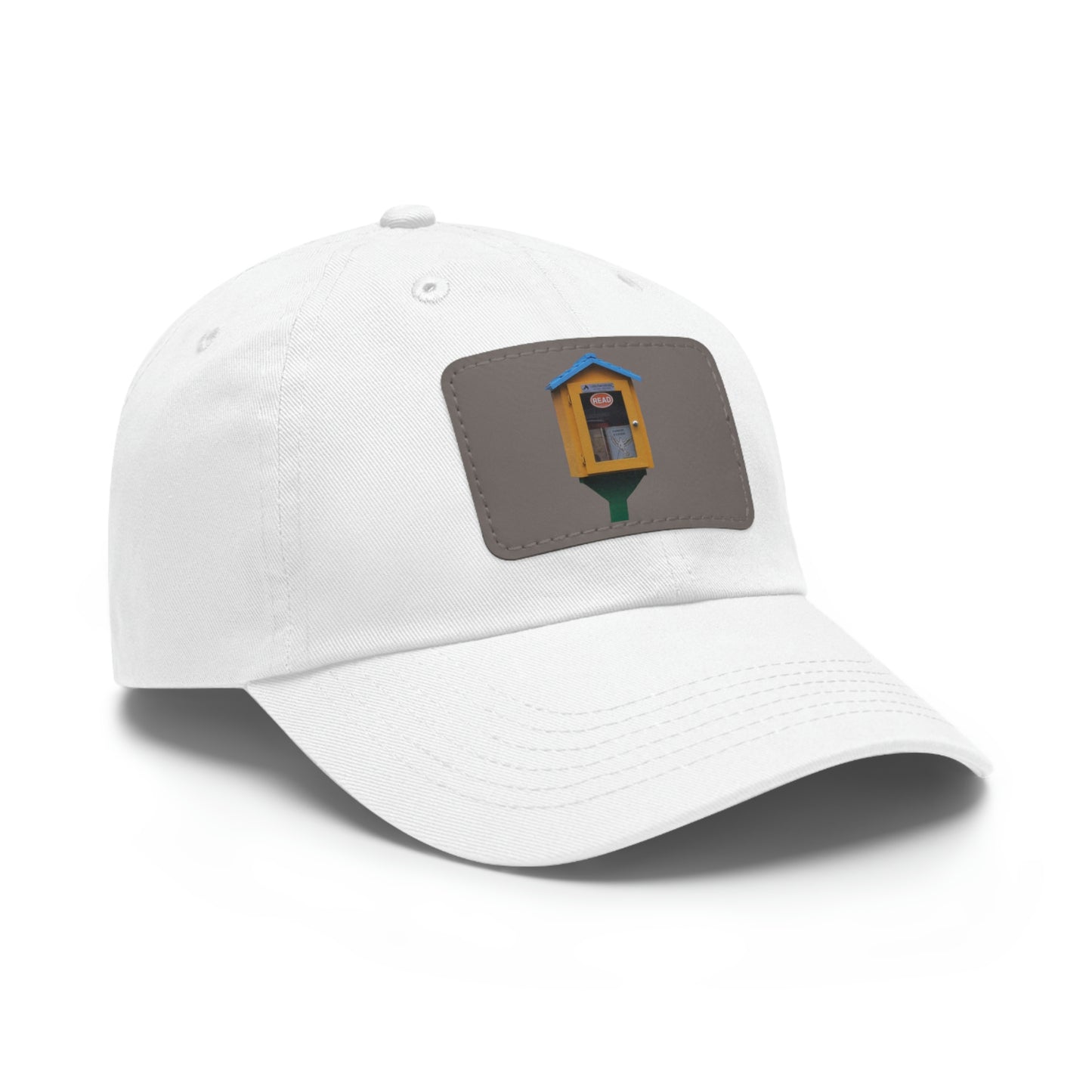 Book house Dad Hat with Leather Patch (Rectangle)