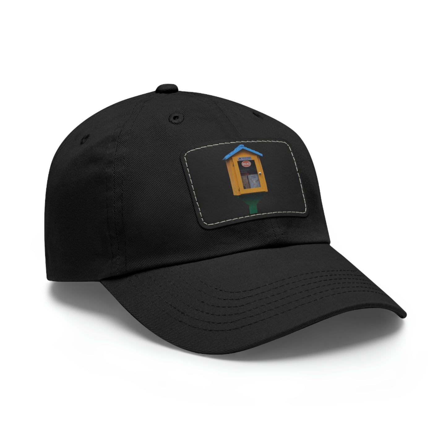 Book house Dad Hat with Leather Patch (Rectangle)