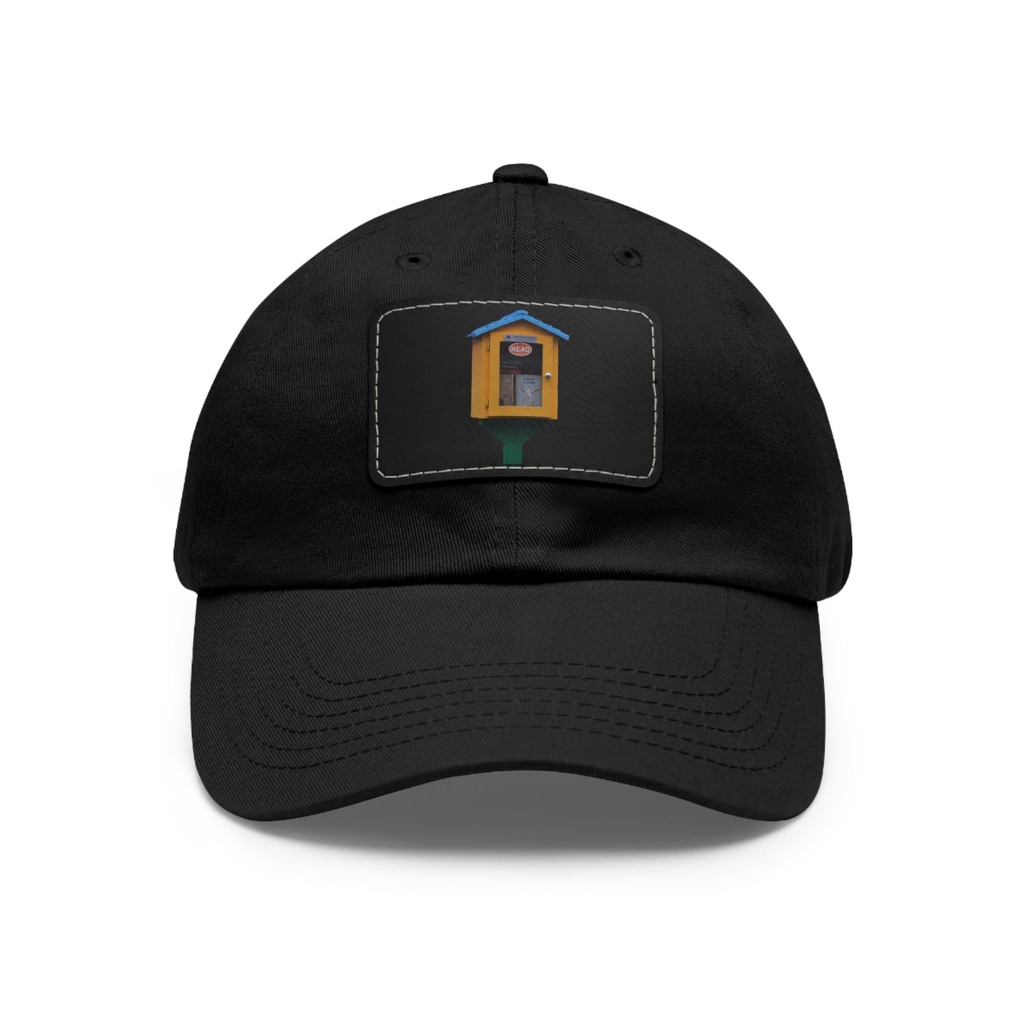 Book house Dad Hat with Leather Patch (Rectangle)