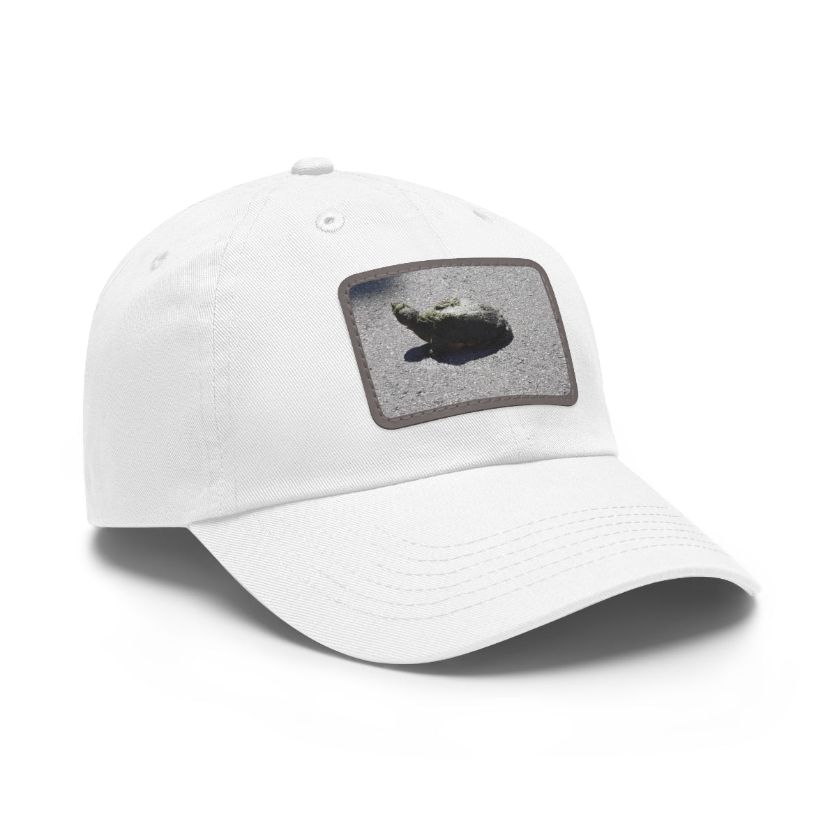 Dad Hat with C Port Snapping Turtle Leather Patch