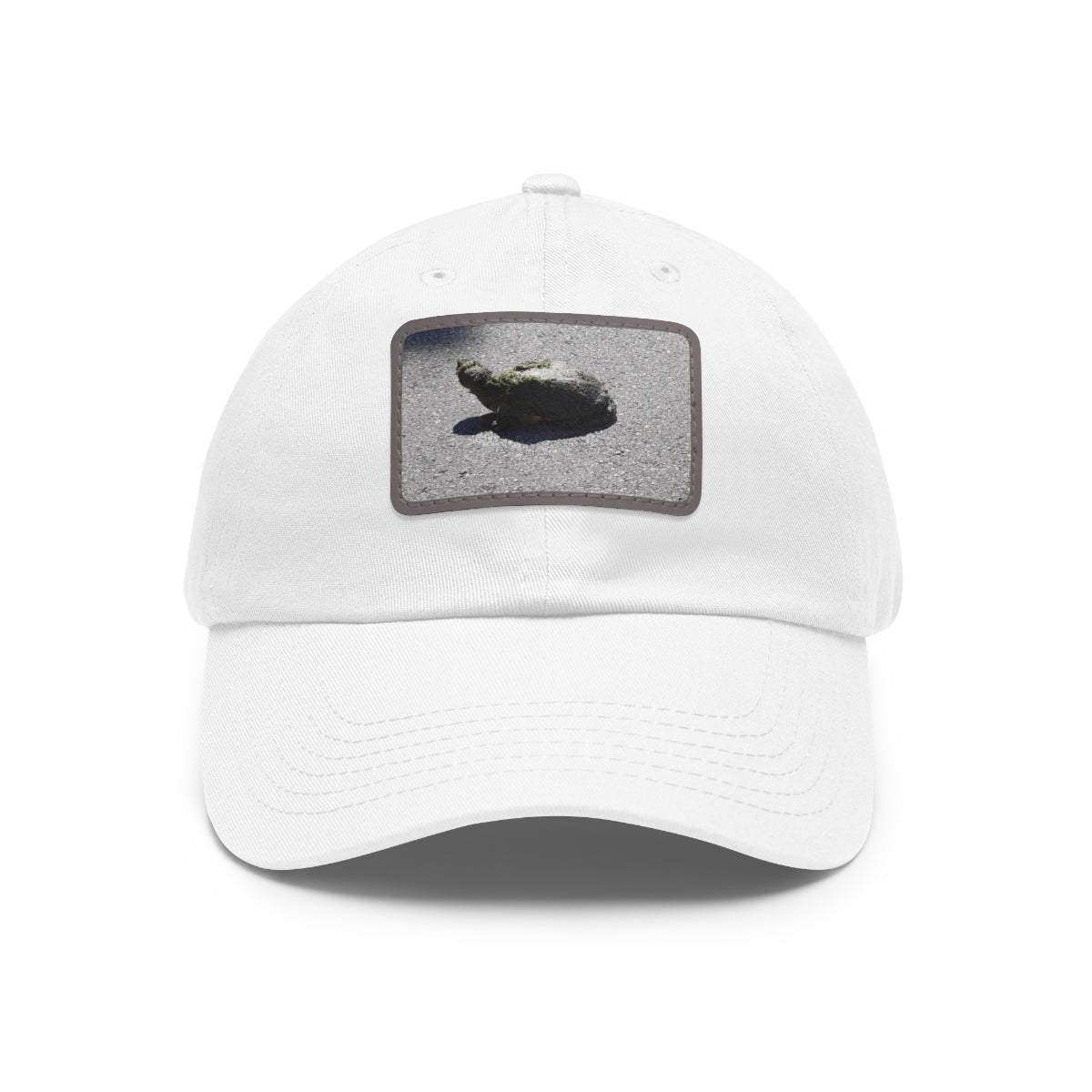 Dad Hat with C Port Snapping Turtle Leather Patch